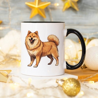 Niedliche flauschige orangefarbene Hunde Unisex 11 Unzen Keramiktasse Hundeliebhaber Haustier Geschenk für Sie & Ihn