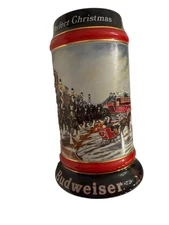 1992 Budweiser Perfect Christmas Holiday Collector's Series Beer Stein Vintage