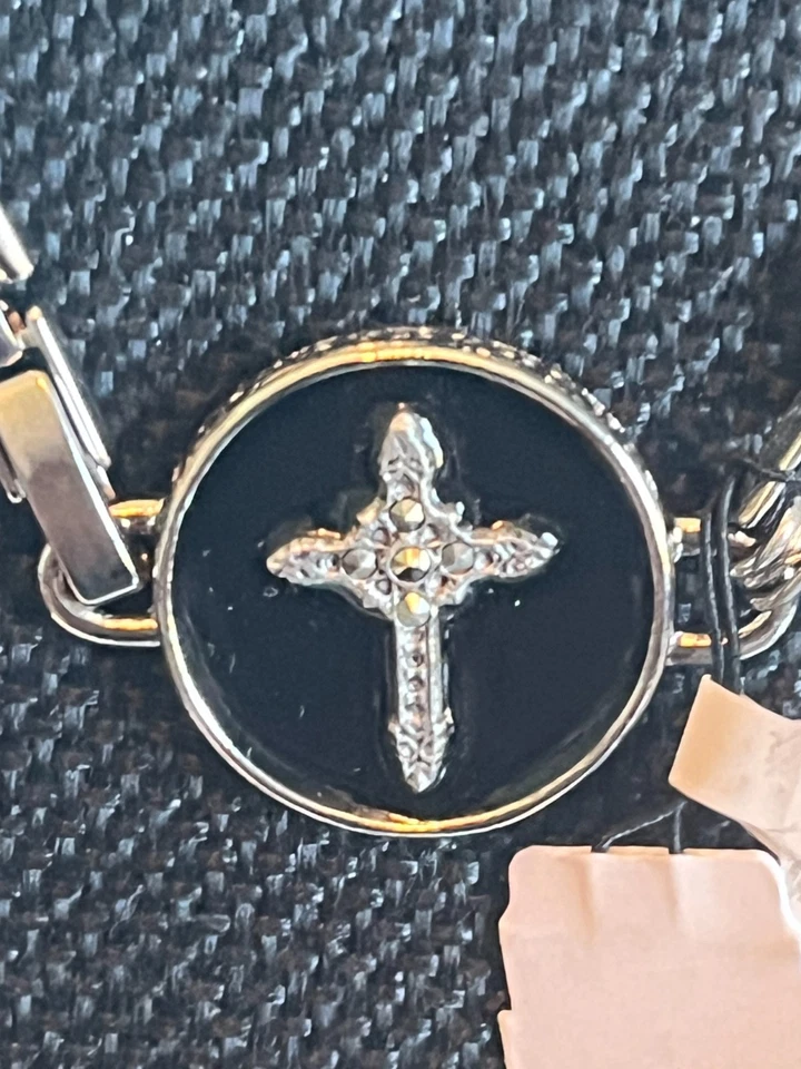 1928 Ювелирные изделия символы веры кирпич цепочка с эмалью центр крест браслет, 7» - Изображение 3 из 4