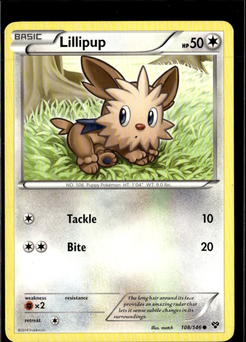 Pokemon Lillipup 108/146 XY Base Set Non Holo Common  2 Card Lot LP