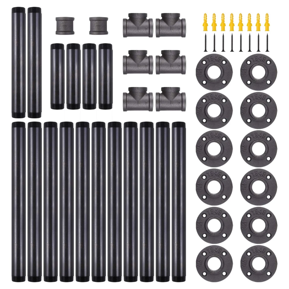 Juego de patas de mesa de tubo industrial - Tubería con acabado de hierro fundido para computadora de madera... Foto 3 de 4