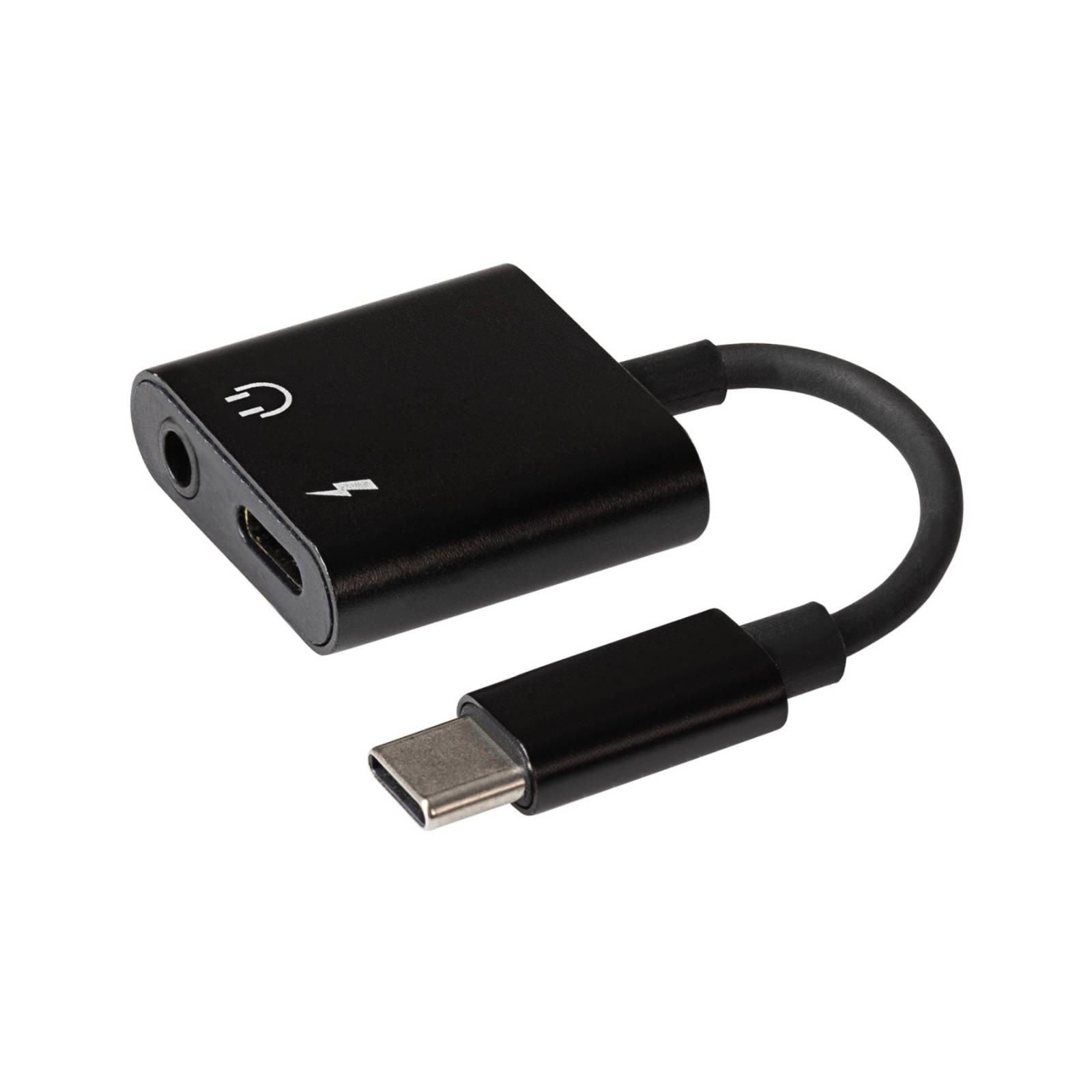 Nikkai USB-C to 3.5mm Headphone Jack and USB-C PD Charging Port Adapter Black (M