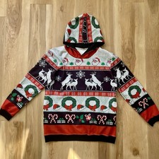 Holiday Hoodie Ugly Christmas Sweater Sweatshirt Medium