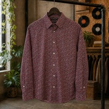 Nick Graham Modern Fit Navy Blue/Red Floral Button-Down Shirt Small