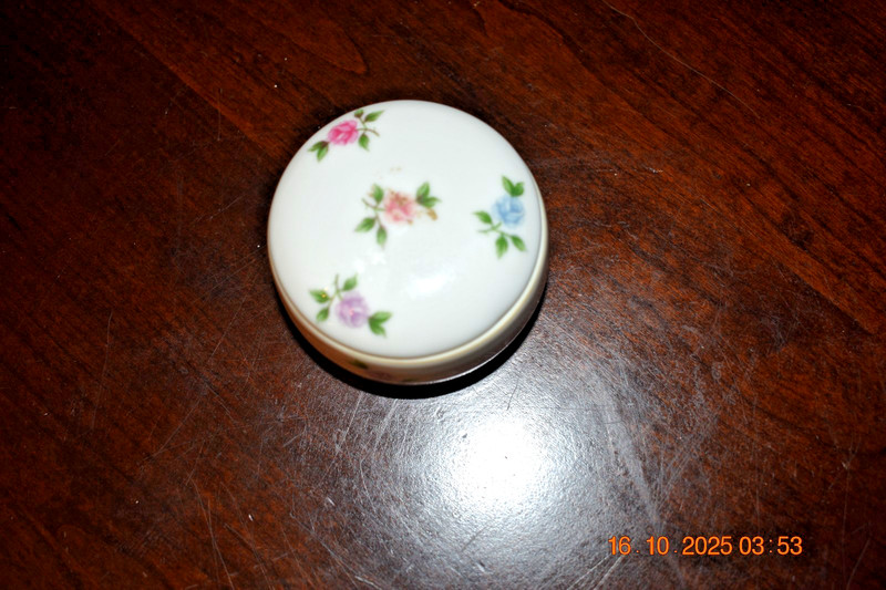 Vintage Pill Box Ceramic Antique Trinket Box