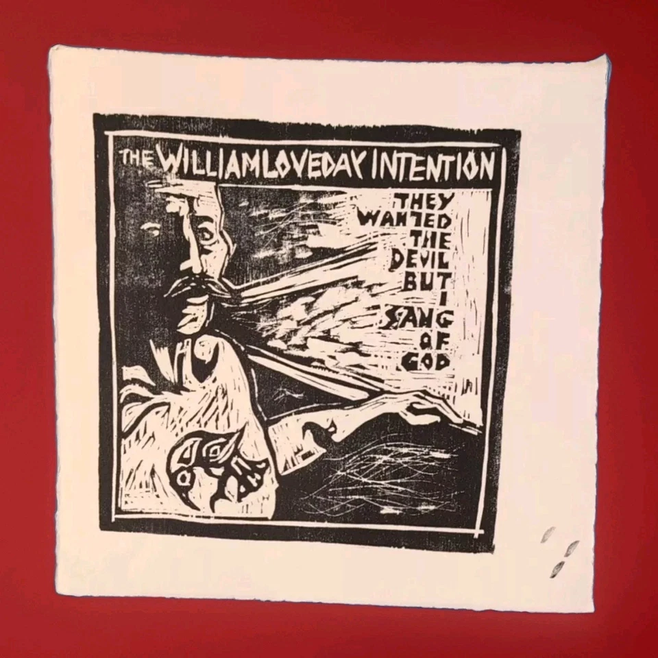 billy childish They Wanted The Devil But I Sang Of God Handmade Woodcut Unique. - Image 3 of 4