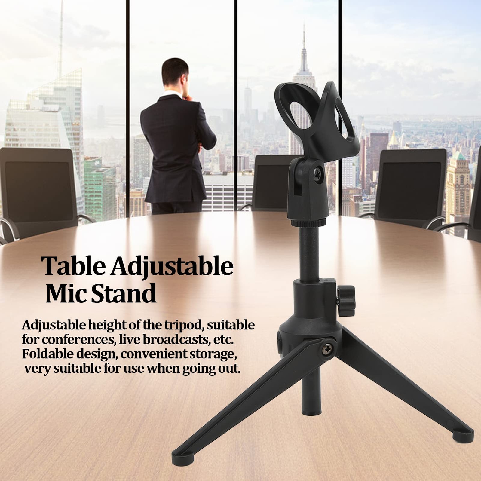 Pied de microphone trépied de bureau support de micro réglable plastique - 3