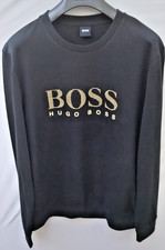 Image of Hugo Boss Salbo Iconic Gold Logo Sweatshirt – Black – Size XL – New Without Tags