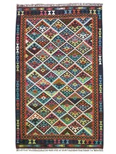 Hand-Woven Afghani Kilim Wool Rug 5'6" x 8'2"