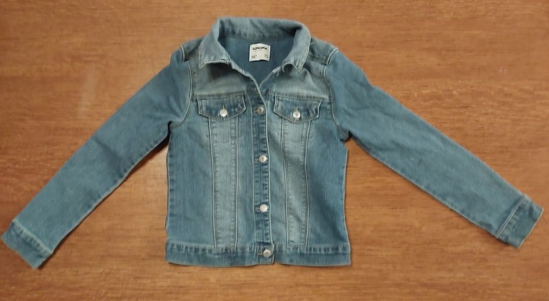 Sonoma Girls Denim Jacket Size 10 Blue Button Front Long Sleeve Pockets Collared