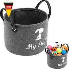 Aufbewahrungsbox f&uuml;r Spielzeug Hundespielzeug Filz 32x23 cm grau schwarz