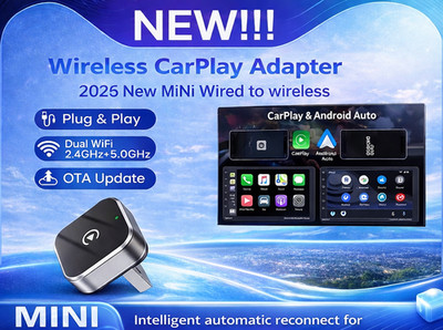 2-in-1 Wireless CarPlay Android Auto Adapter Plug & Play USB for iPhone Android