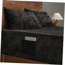 Velvet Fitted Sheet and Pillowcases Set King Size, Extra Deep Pocket up to