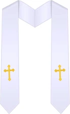 Embroidery Clergy Stole Church Pastor Wedding White Traditional Choir Stole with