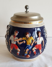MR Germany Bierseidel Bierkrug Zinndeckel Motiv Fußball Jugend 50-60er Jahre