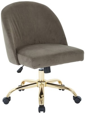 Layton Otter Velvet Mid-Back Adjustable Swivel Office Chair