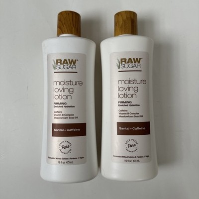 LOT of 2 Raw Sugar Moisture Loving Firming Lotion Santal + Caffeine - 16 fl oz