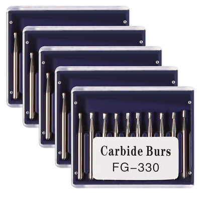 Lot De 50 Fraises Carbure Tungstène FG #330 Forme Poire - Pour Pièce à Main Dentaire Haute Vitesse