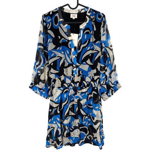 An`ge Women Blue Long Sleeves V Neck Flared Dress Size XL