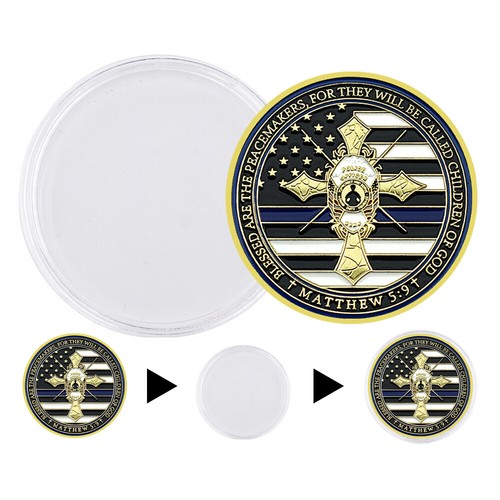 US Matthew Cross Commemorative Coin Policy Officer's Prayer Challenge Coin Gift - Picture 9 of 13
