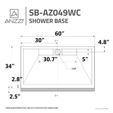 Anda 34" x 60" ADA Shower Base