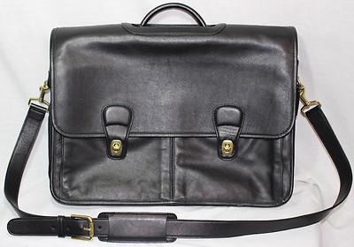 COACH Metropolitan Black Leather Laptop Brief Case Bag M0693-00532