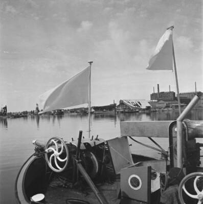 Ships in Amsterdam harbor, 1945 Historic Old Photo
