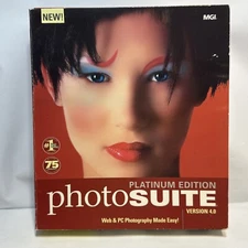 NEW SEALED BIG BOX Vintage MGI PhotoSuite Software 4.0 Windows 95/98/me/NT/2000