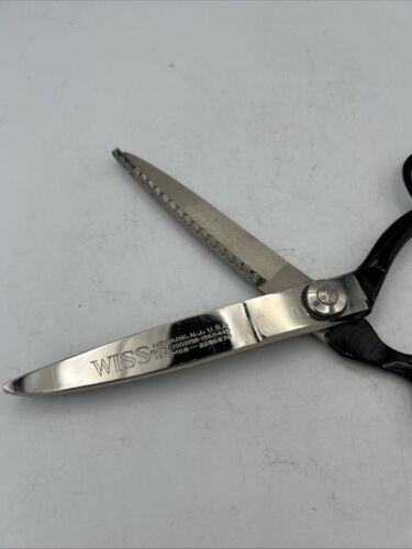 Vintage WISS 10" USA Pinking Shears Scissors Scalloping Table 4” Blades - Picture 3 of 7