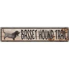 Basset Hound Trail 3"x12" metal street sign plaque Home Door Garage Wall Decor