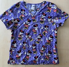 Disney Minnie Mouse Nurse Scrub Top Size M Medium Women's Mickey Mouse Pockets