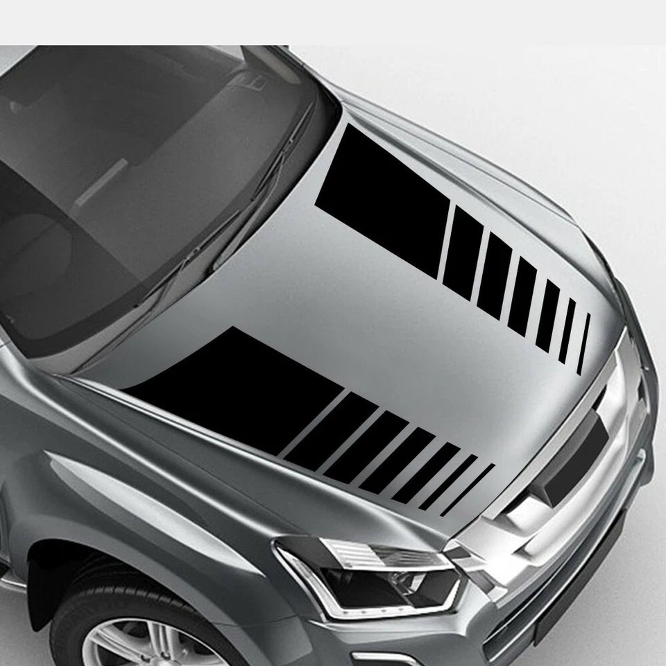 2X Pegatinas Rayas Negras Calcomanía Decoración Vinilo Para Coche Carreras Carrocería Lateral Capucha Foto 3 de 4