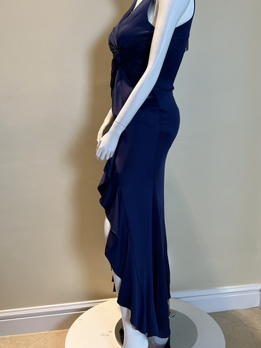 Lsisi Women's V Neck Sleeveless High Split Wrap Long Formal Dress Sz L Navy (7) - 第 2/9 張圖片