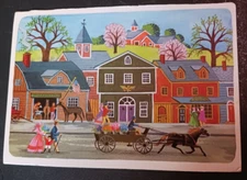postcard Famous Artists Studios Folk Art Street Scene 25-716-5 unposted