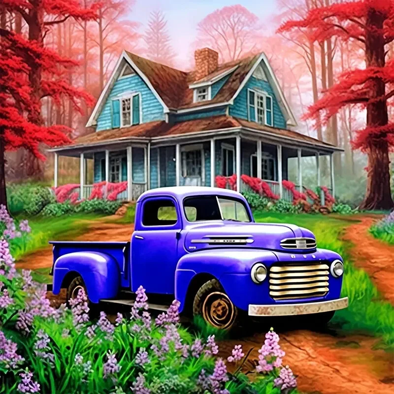 Diamond Art Painting Kit Vintage Trucks Barns Farms Fishing American Way - Image 4 of 4