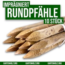 10× Zaunpfähle Pfahl Zaunpfahl Holz Zaun ⌀ 4,6-10 cm rund angespitzt imprägniert