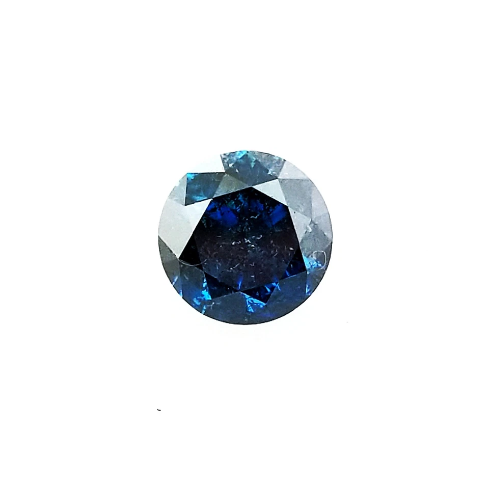 Diamante Real Elegante Color Azul Profundo Natural Corte Redondo Suelto 0.84 CT I1 Claridad Foto 2 de 4