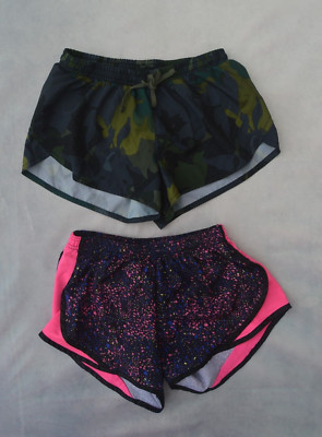 Lot of 2 Girls XS Running Shorts Old Navy Go Active Green & Soffee Pink