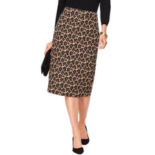 Talbots leopard print JACQUARD tan and black pencil skirt weekend size 10 new!