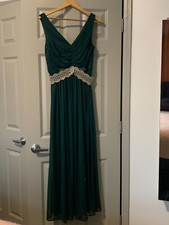 Davids Bridal Formal Gown Prom Bridesmaid Dress Sz 8 Green Beaded Grecian