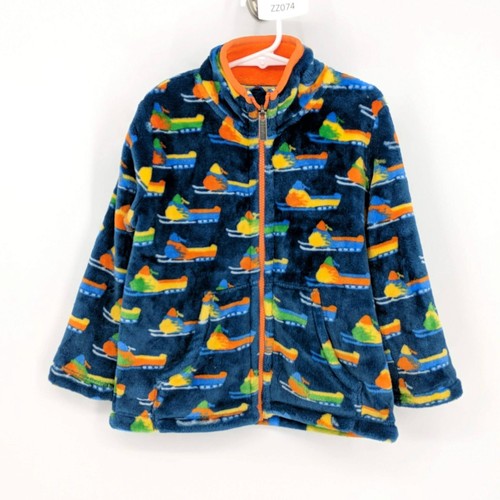 Hatley Snowmobiles Print Full Zip Super Soft Fleece Jacket Navy Boy's Size 4