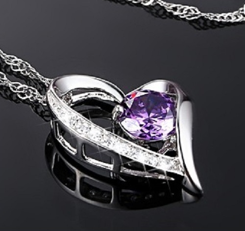 Sommerlicher stilvoller lila oder silberner Anhänger mit 925 Sterling Silber Halskette FS mit Box - Bild 19 von 40