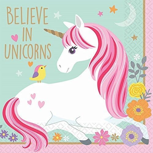 Unicorn Sparkle Tableware Kit For 16; Dinner Plates, Dessert Plates, Lunch Napki - Picture 2 of 7