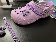 Set Of Purple/pink 3-D Croc Charm Set With Matching Chains