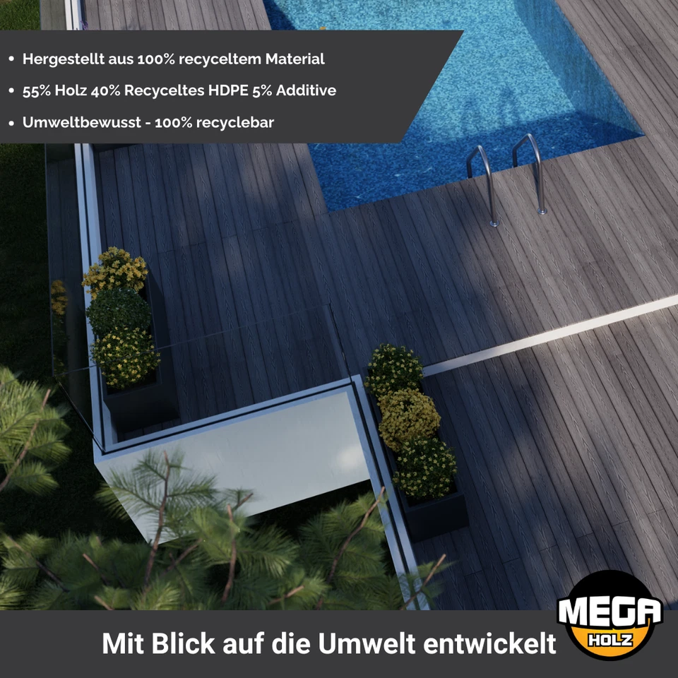 WPC Terrassendielen Hohlkammer Basaltgrau Premium 3D-Holzstruktur 2,2 -22 m²,Set - Bild 3 von 4