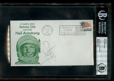 NEIL ARMSTRONG SIGNED ENVELOPE COVER BECKETT AUTHENTICATED APOLLO 11 ASTRONAUT