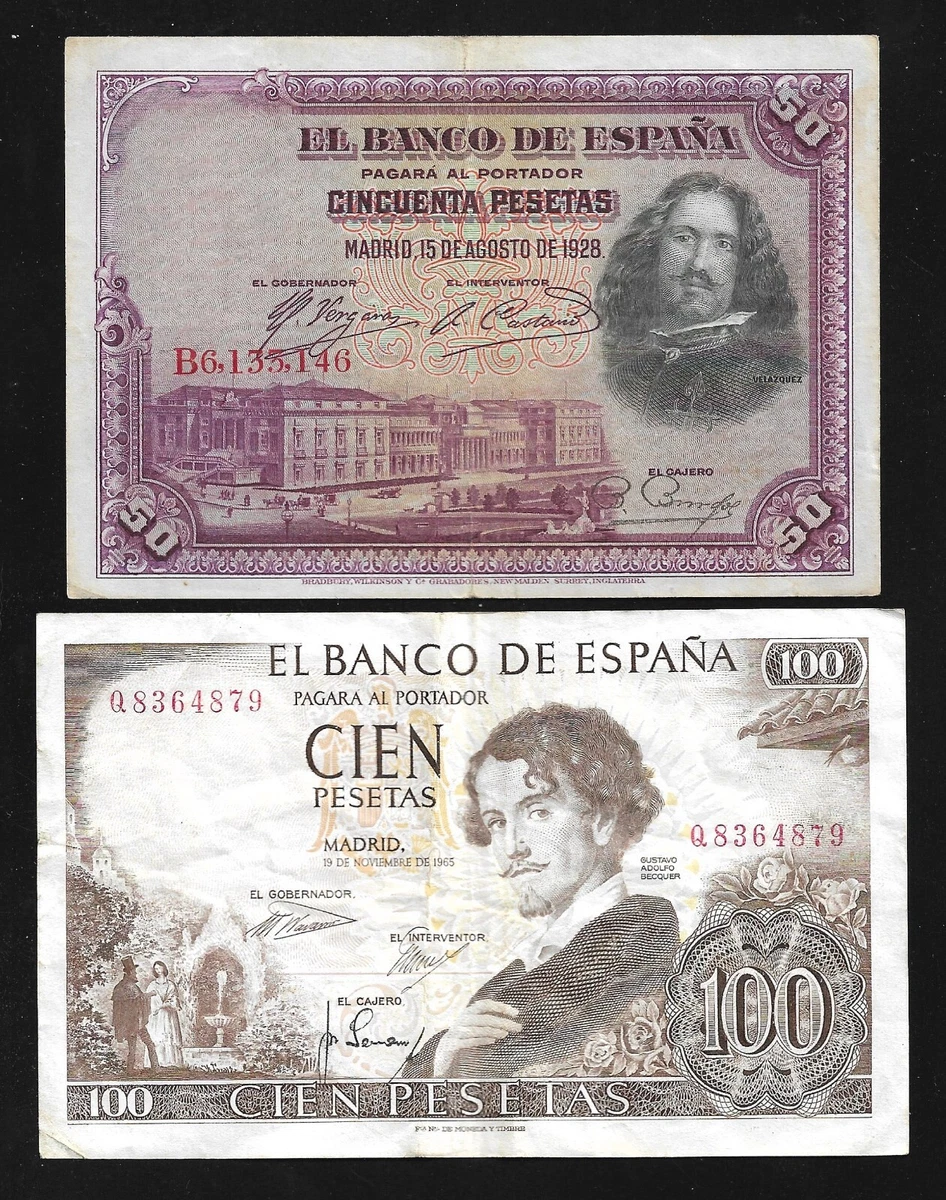 Billete Antiguo España 50 Pesetas 1928 – Pick 75b, Muy Usado (IV) Para Coleccionistas