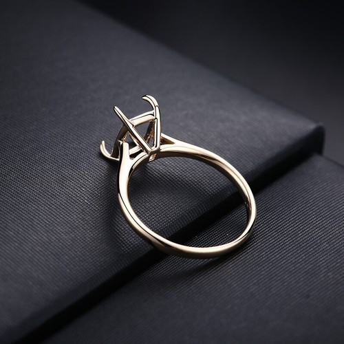 10k Yellow Gold Prong Setting Cushion Cut 9x7mm Engagement Fine Solitaire Ring - Picture 8 of 8