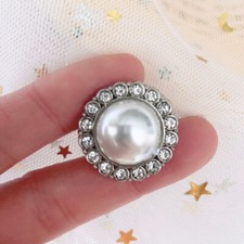 UK 10pcs Rhinestone Pearl Buttons Round Embellishments Decor for Sewing Shirt