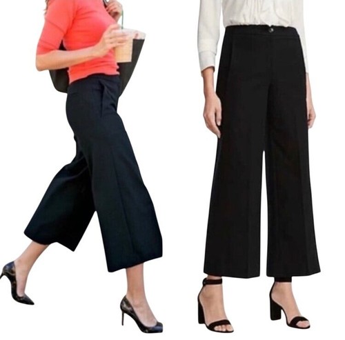 Ann Taylor Wide Leg Cropped Hose Schwarz Damen 6 Resort Urlaub Karriere Büro - Bild 1 von 10